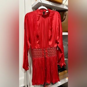 Amy Brook Red Satin Embellished Dress